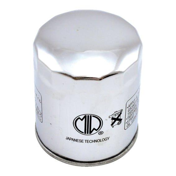 spin-on oil filter. Chrome
