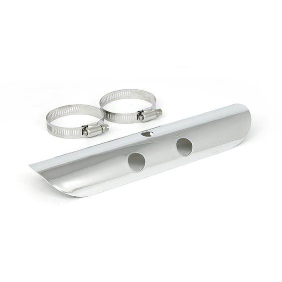 Universal bullet hole heat shield 10" long chrome