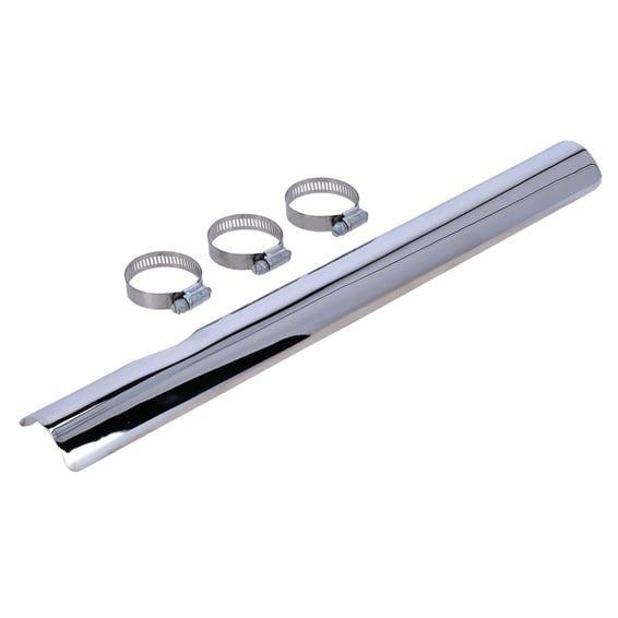 Heatshield front-low notched. Chrome