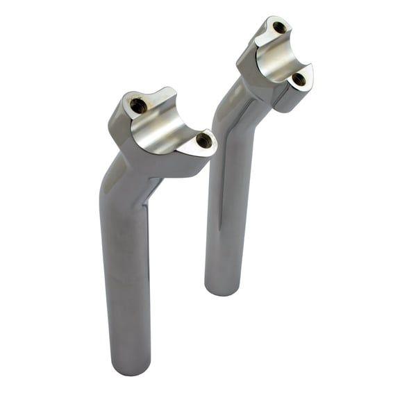 Chubby risers. Pullback. 9.5" rise. Chrome
