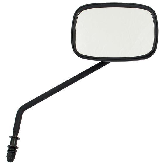 Late OEM style mirror, long stem, right side. Black