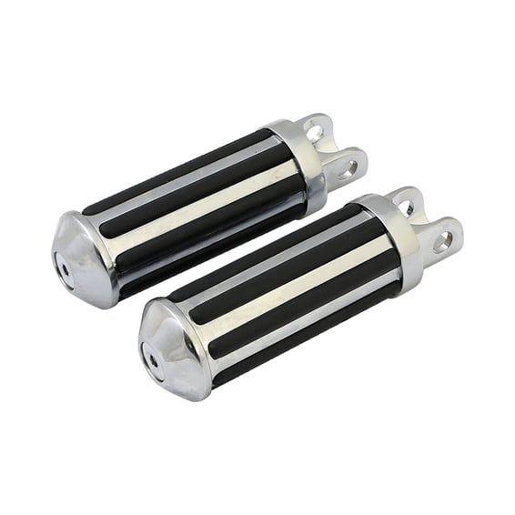 Rail foot pegs large diameter. Chrome w/rubber inlays