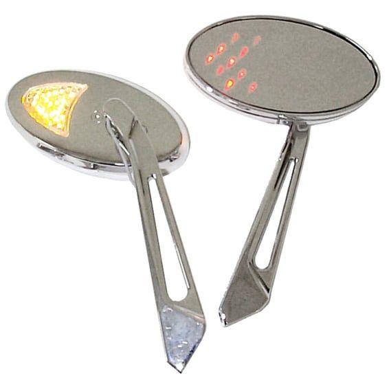 LED cateye turn signal mirror set. Chrome, amber front lens