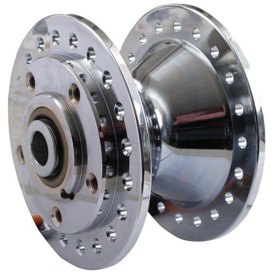 Front wheel hub, 73-83 FX/XL. Chrome plated