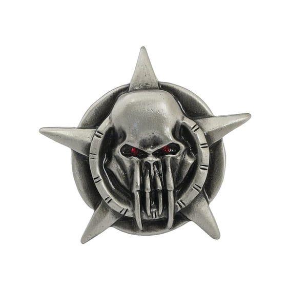 License plate mount kit Barbarian skull. Pewter