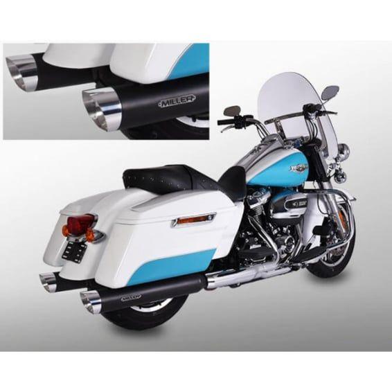 Miller, Airlington 114" slip-on mufflers. Euro 4. Black