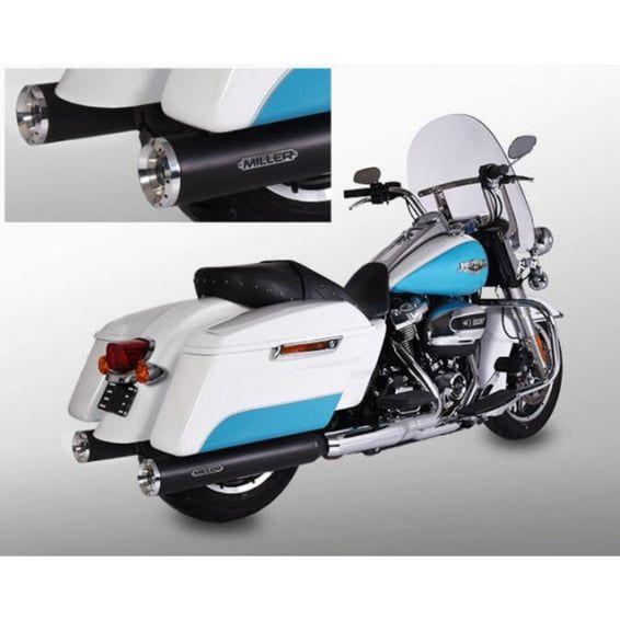Miller, Airlington 107" slip-on mufflers. Euro 4. Black
