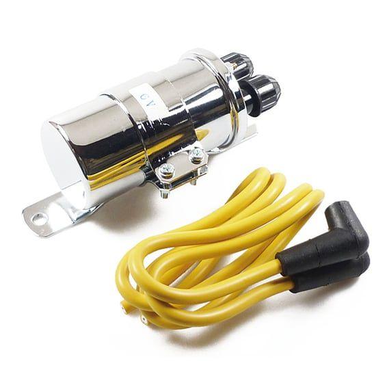 Round custom ignition coil kit, 6v. Chrome