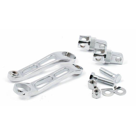 Heel rest mount brackets for foward controls. Chrome