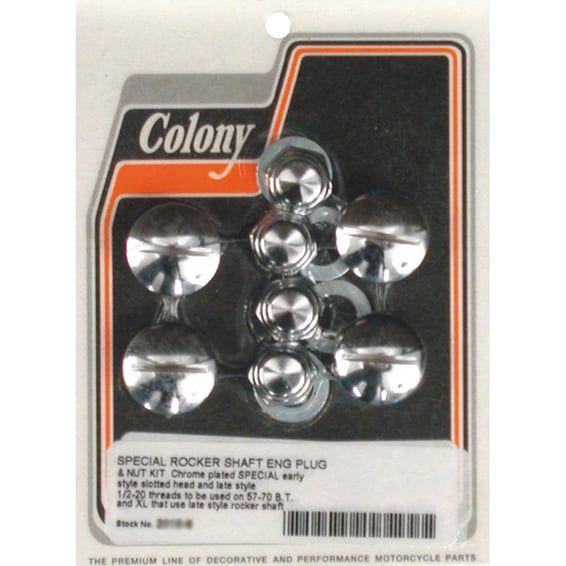rocker shaft plug & nut kit. Slotted. Chrome