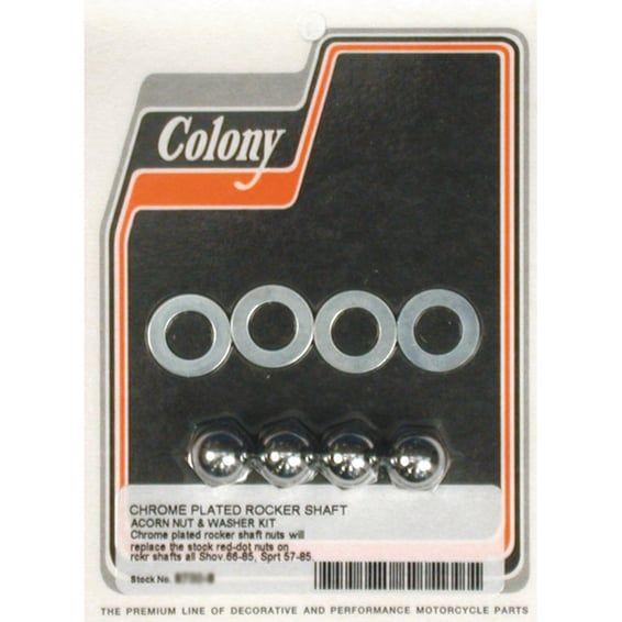 rocker shaft end nut set. Acorn style, chrome