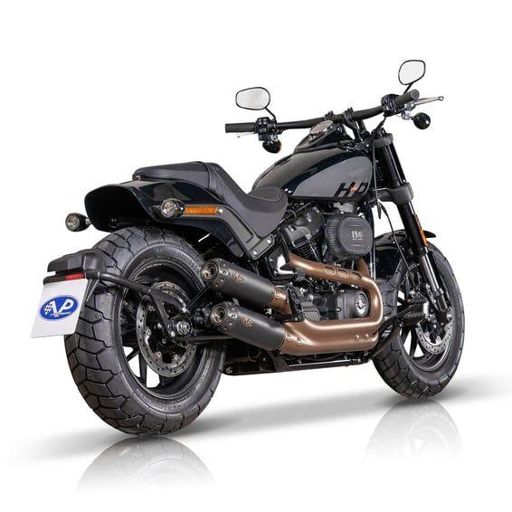 'Tracker' slip-on muffler set Fat Bob. Black