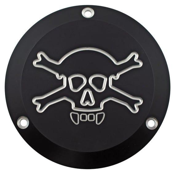 derby cover. Skull. Black