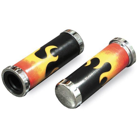 Handlebar grip set, Flamed leather cushion