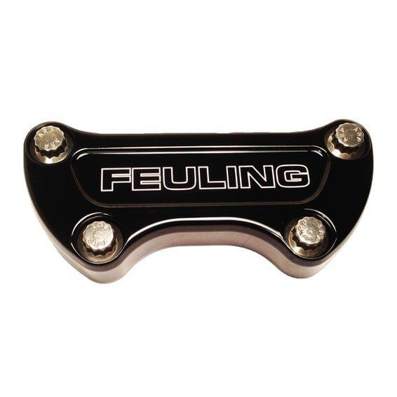 handlebar top clamp. Feuling Logo. Black CC