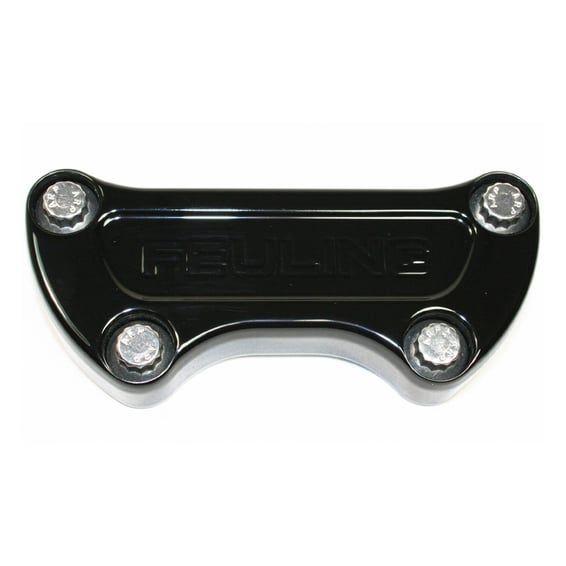 handlebar top clamp. Feuling Logo. Black