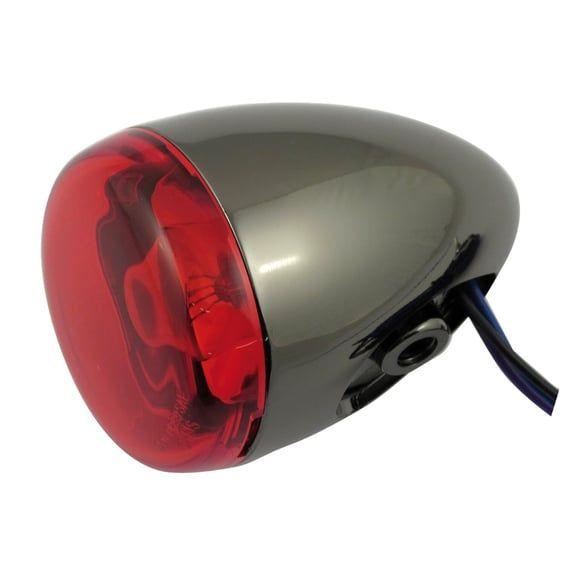 Chris, bullet turn signal. Black nickel. Red lens