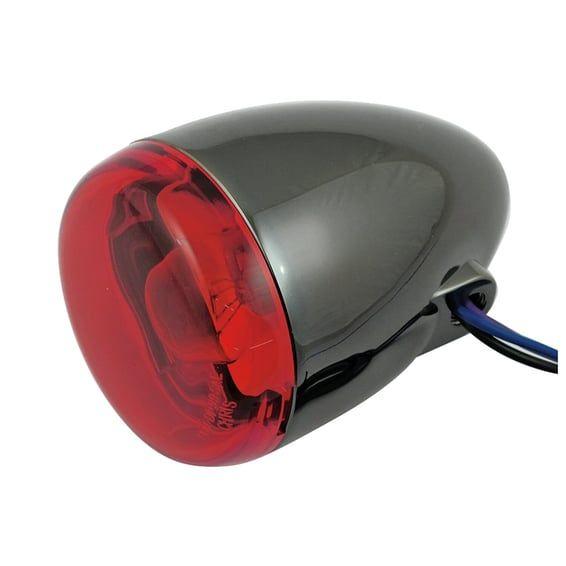 Chris, bullet turn signal. Black nickel. Red lens