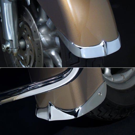 cast front fender tip set. Chrome