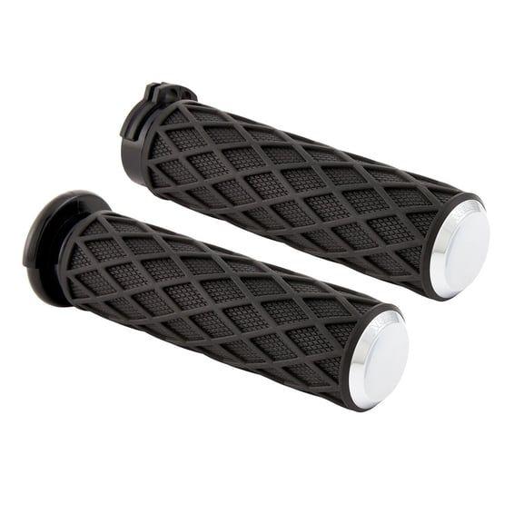 Diamond Handlebar Grip Set. Silver