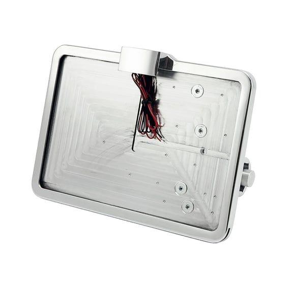 'slide-in' license plate bracket. Side mount, polished