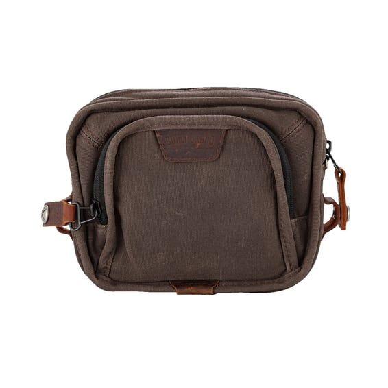 Voyager handlebar bag, dark oak wet waxed canvas