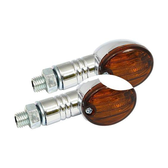 Micro-flash, halogen turn signal. Chrome. Dark amber lens