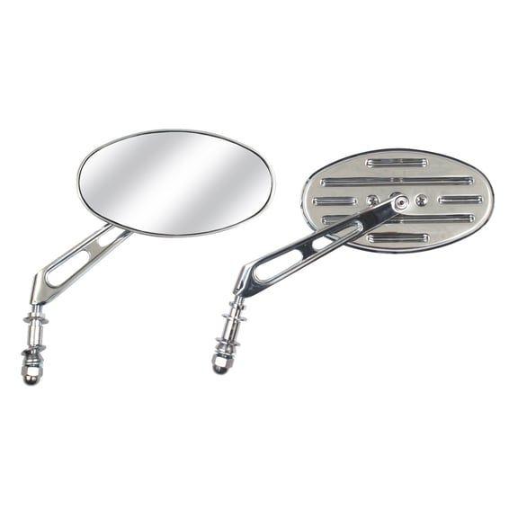 Slotted cateye mirror. Chrome, short stem