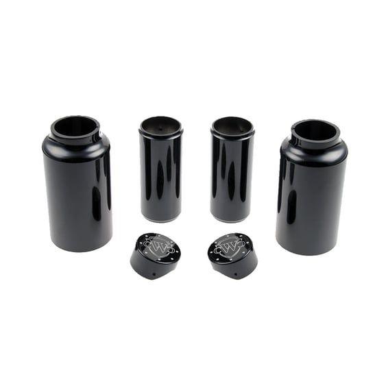 6-piece fork tube cover kit. Gloss black. Logo
