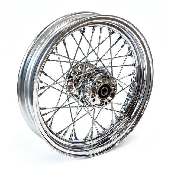 3.00 x 16 front wheel 40 spokes chrome