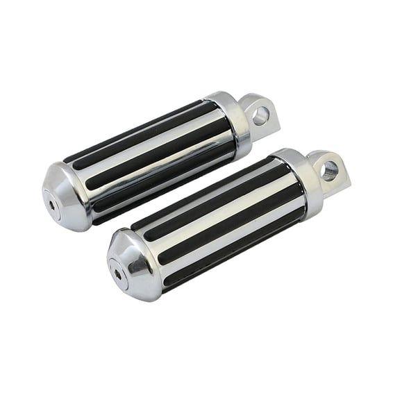 Rail foot pegs small diameter. Chrome w/rubber inlays