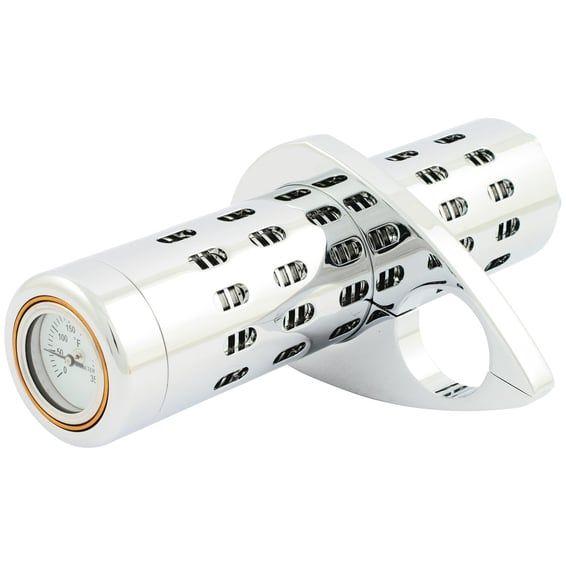 Billet oil cooler, with temperature gauge. Chrome