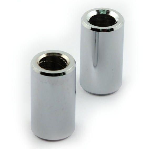 Chris, turn signal spacers 1-1/4" (31.8mm) long. Chrome