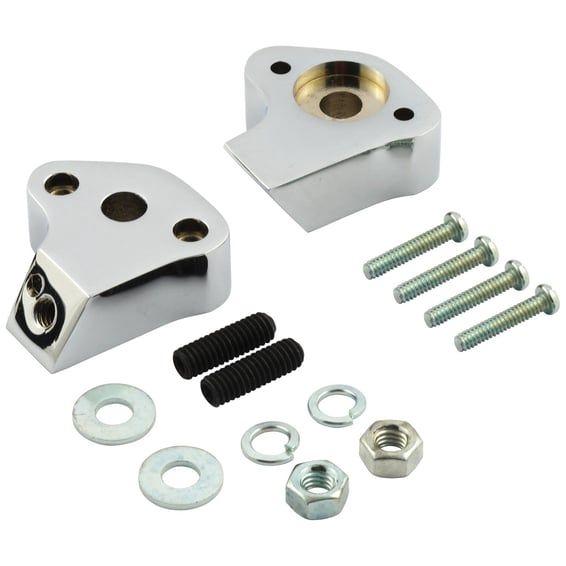 Shorty turn signal mount bracket set, rear. Chrome