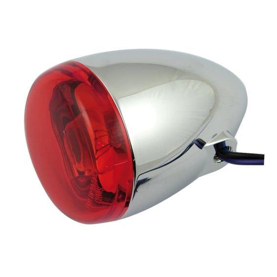 Chris, bullet turn signal. Chrome. Red lens