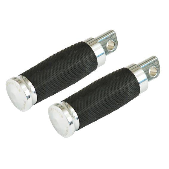 PM, Contour rubber wrapped foot pegs. Chrome
