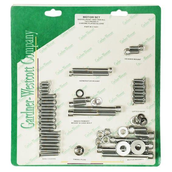 Motor screw sets, chrome allen