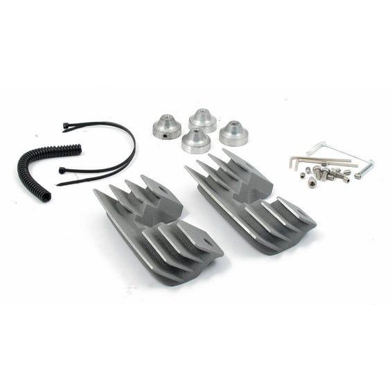 Head bolt bridge cover set. Finned, silver