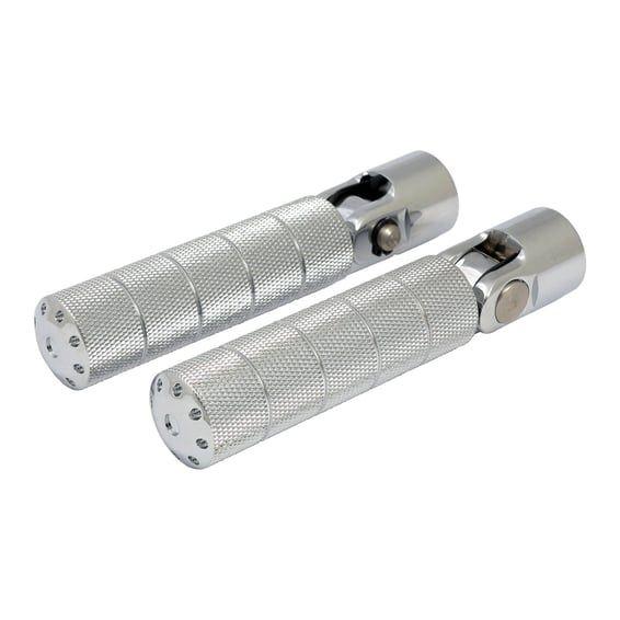 Bomber, foot peg set. knurled. Chrome