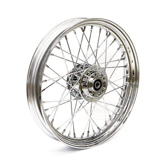 2.50 x 19 front wheel 40 spokes chrome