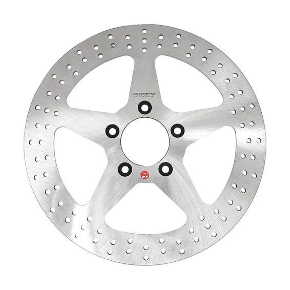 solid drilled brake rotor 11.5", front left.