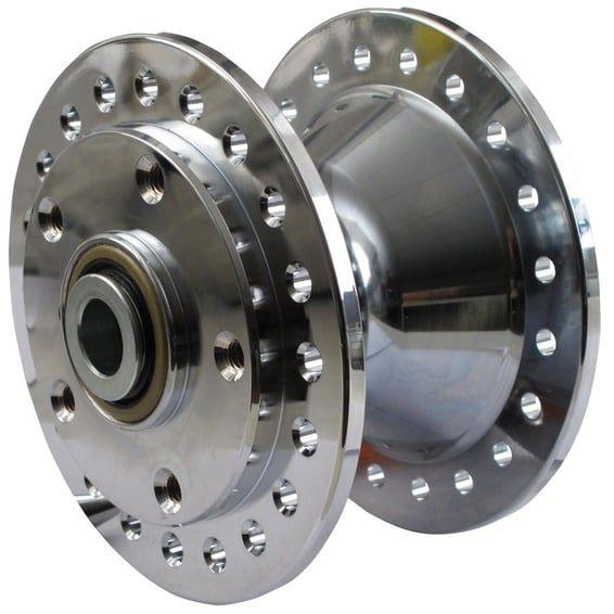 Wheel hub front, chrome. Dual disc