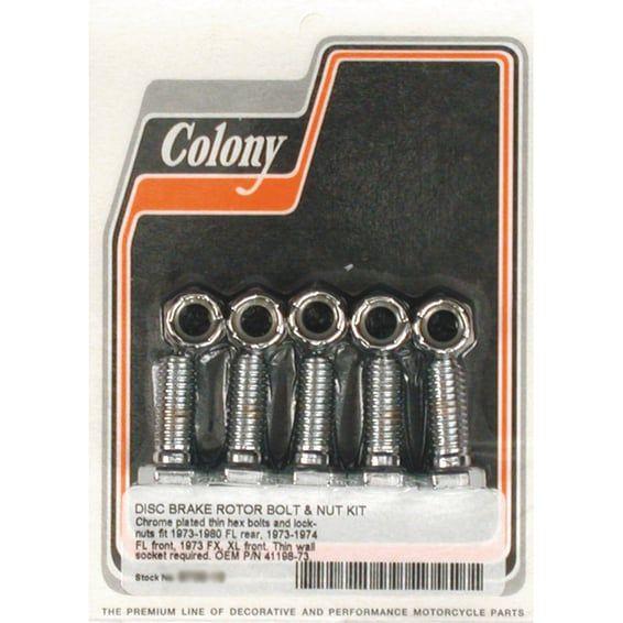 front/rear brake rotor bolt & nut kit. Chrome hex