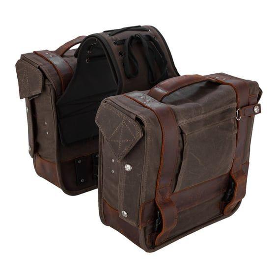 Voyager throwover saddlebags dark oak