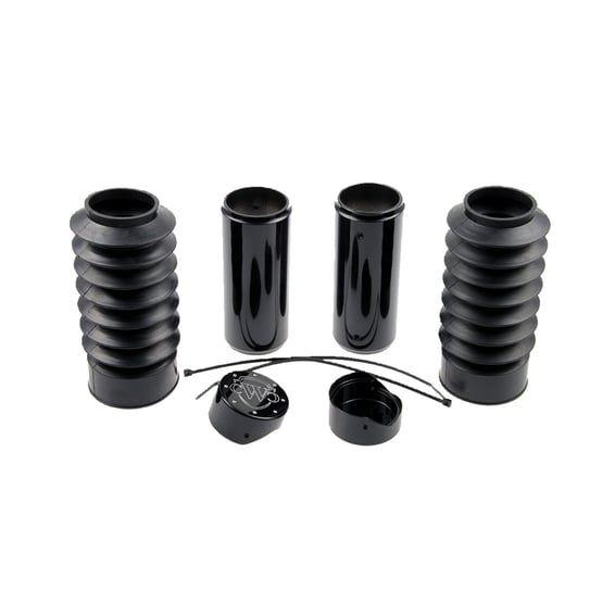 6-piece fork tube cover kit. Gloss black. Logo