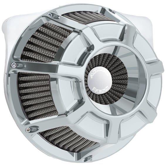 inverted air cleaner kit 'Beveled'. Chrome
