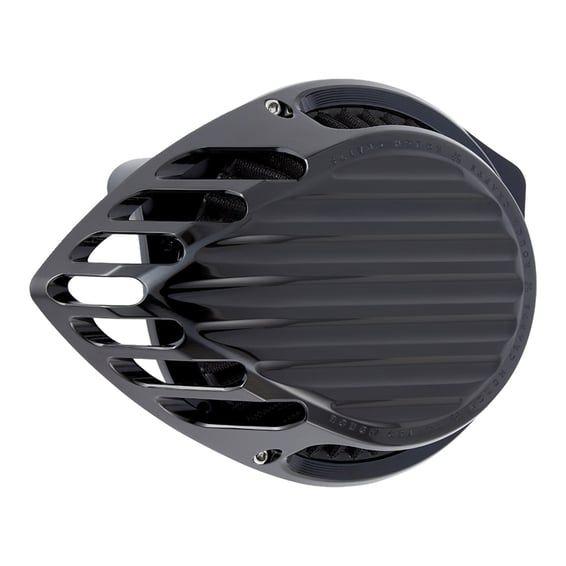 Teardrop Finned air cleaner assembly. Black