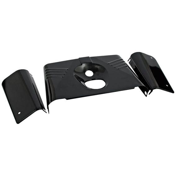 Fork panel kit 3-piece. Ribbed. Gloss black