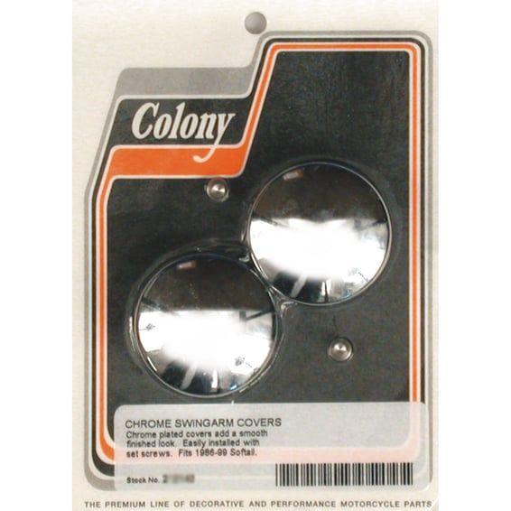 swingarm pivot bolt cover set. Chrome, domed