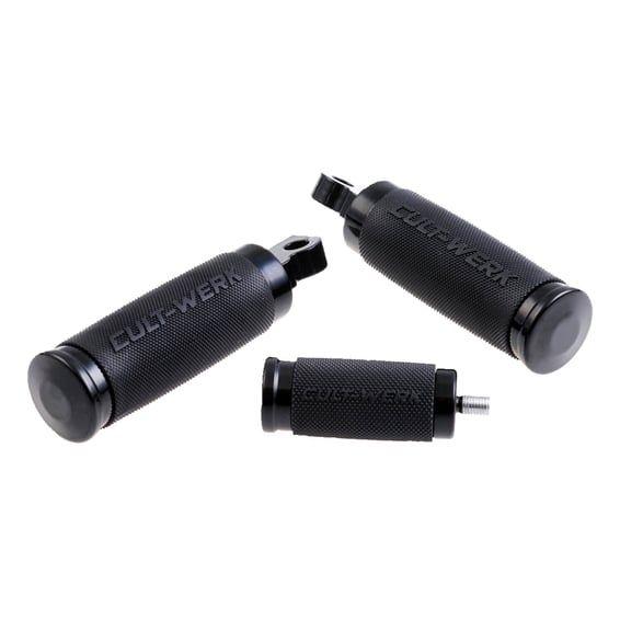 'Racing' rider foot & shift peg set. Gloss black